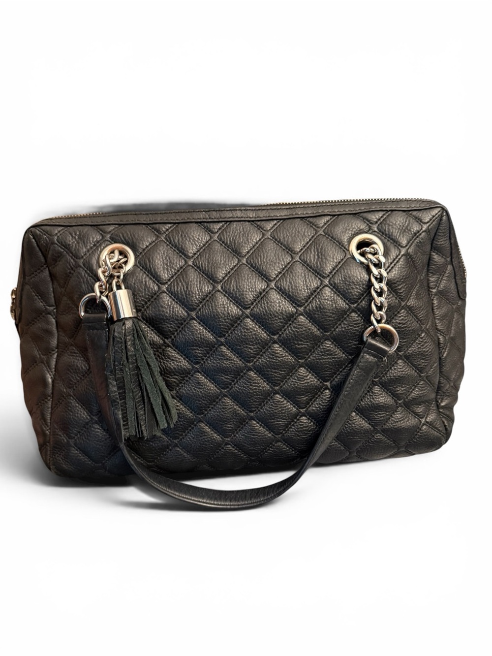 Calvin Klein Quilted Black Leather Chain-Handle Shoulder Bag